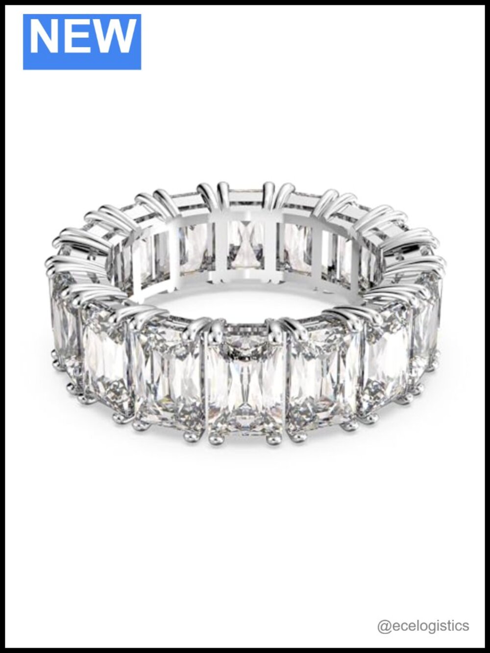 Swarovski Matrix Vittore Ring Rectangular Cut Crystals Rhodium Finish Size 5